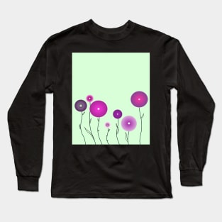 Flowers on pastel green with dots Long Sleeve T-Shirt